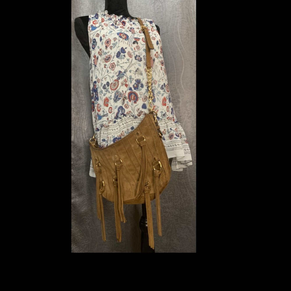 Michael Kors Presley Brown Suede Fringe Tassel  Shoulder Bag